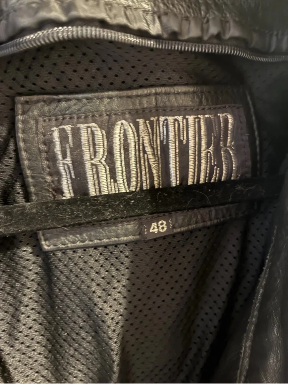 Frontier Leather Black Jacket Biker Motorcycle Zip Size 48 Vintage